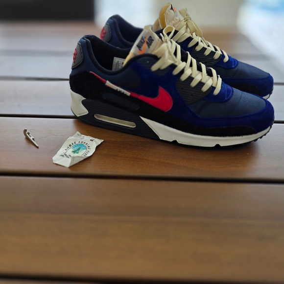 Size 13 - Nike Air Max 90 SE Running Club Deep Royal Mens Sneaker - Picture 7 of 14